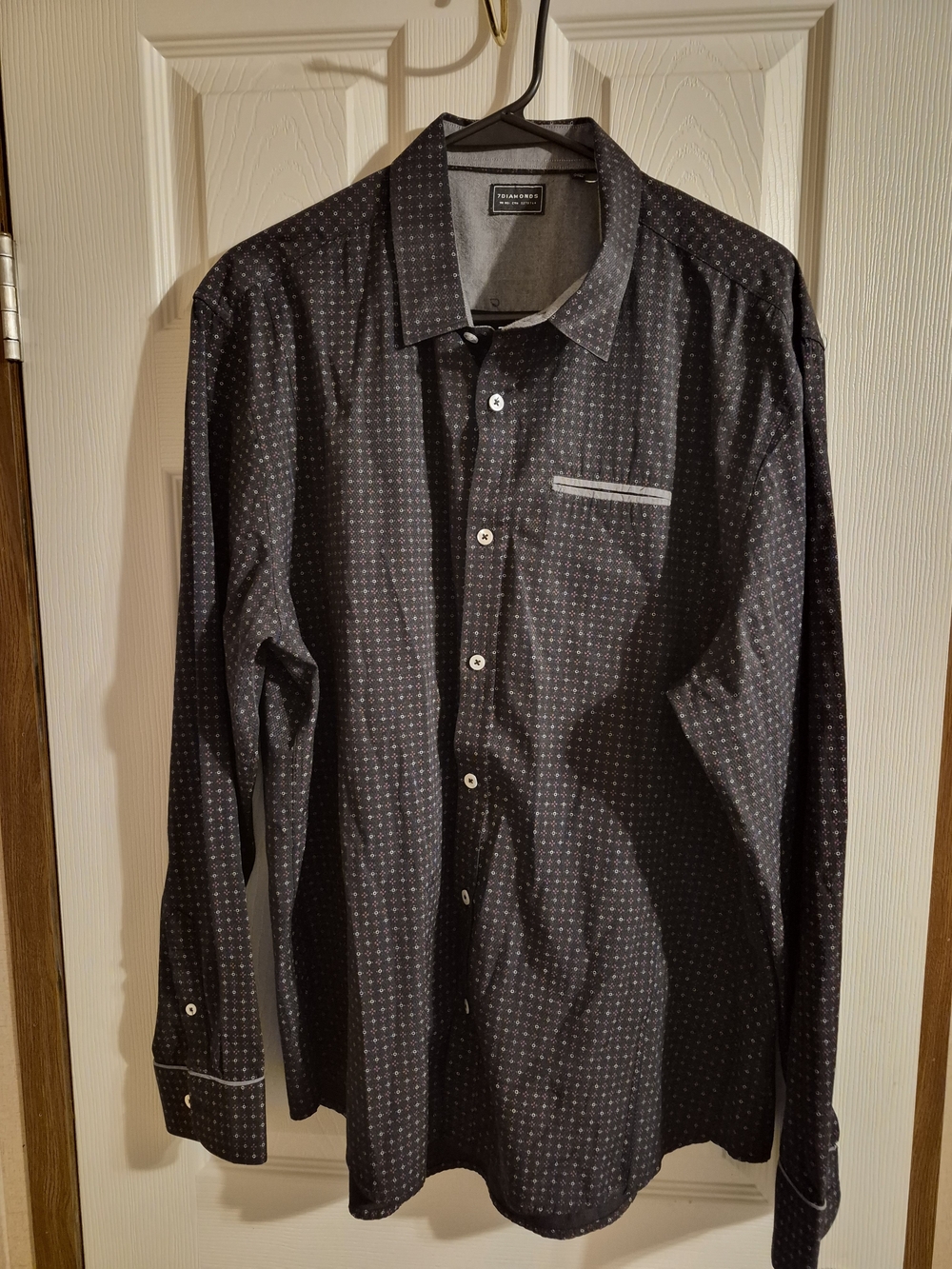 7 Diamonds Men’s Dark Gray Micro-Pattern Dress Shirt